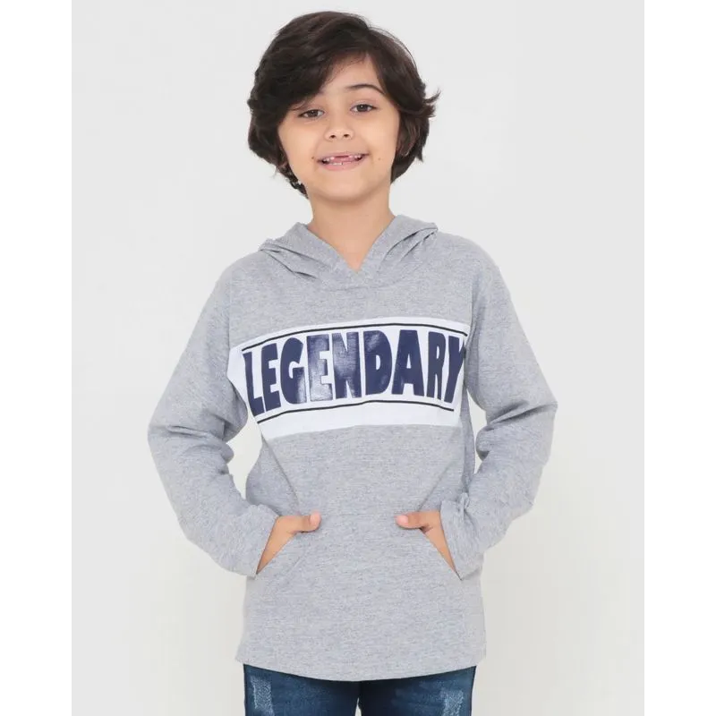 Camiseta Infantil Manga Longa Capuz Cinza 4
