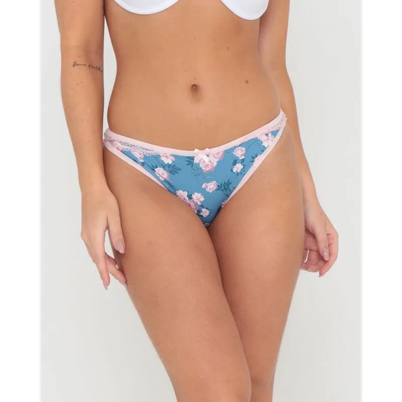 Calcinha Avulsa Tanga Estampa Floral Azul GG