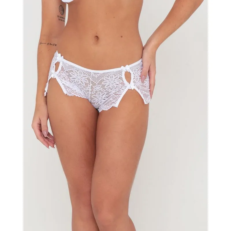 Calcinha Caleçon De Renda Lateral Aberta Branco P