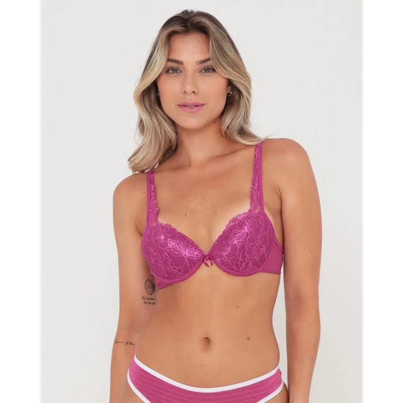 Sutiã Avulso Push Up Com Bojo Renda Rosa GG