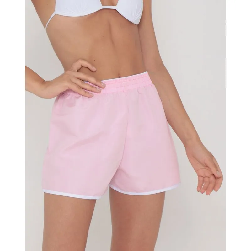 Short Feminino Praia Liso Rosa Claro GG