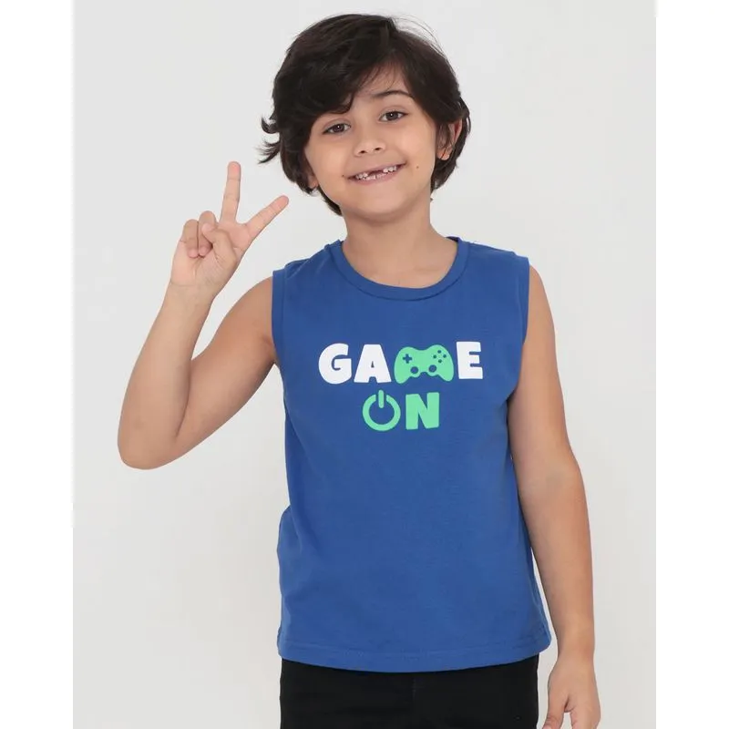 Regata Infantil Estampa Game Azul 4