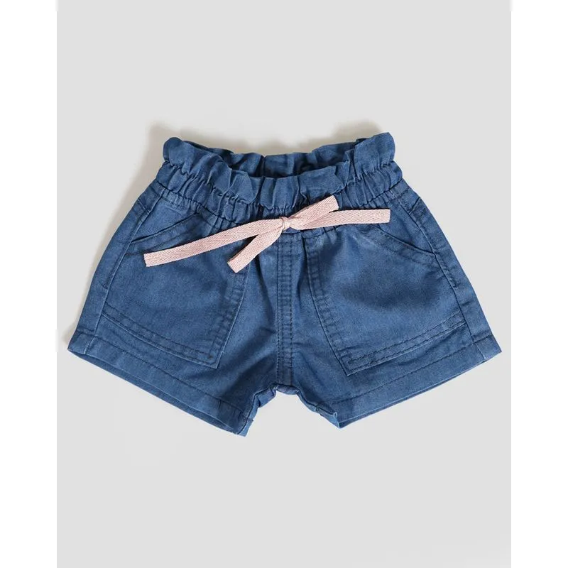 Short Jeans Bebê Com Elástico Azul G