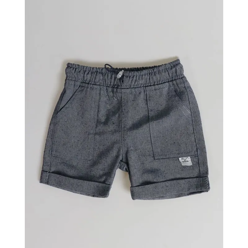 Bermuda Jeans Bebê Com Elástico Azul M