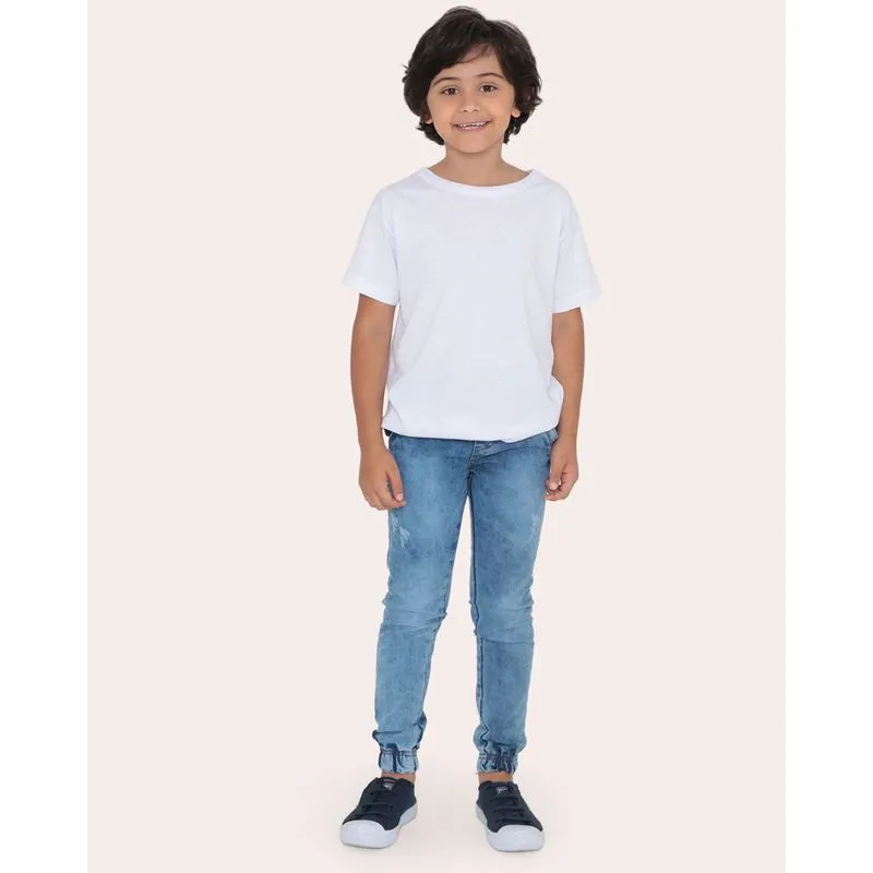 Calça Jeans Infantil Jogger Marmorizada Azul 6