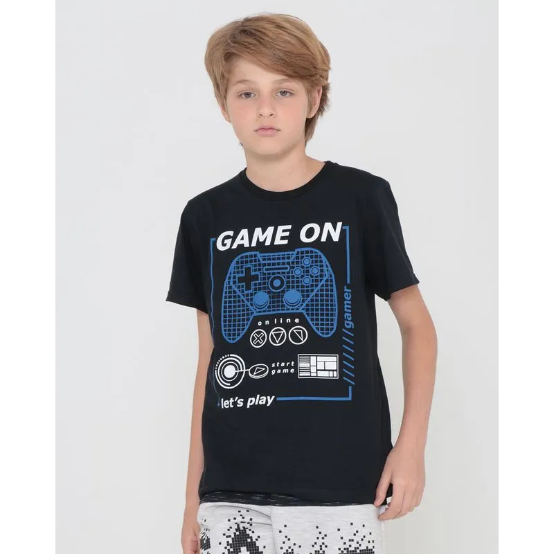 Camiseta Juvenil Estama Game Preta 14