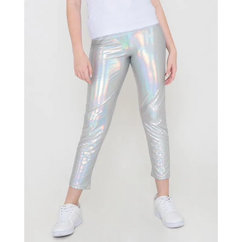 Calça Legging Juvenil Cirrê Furta Cor Prateada 14