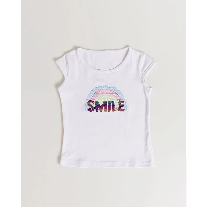 Blusa Bebê Manga Curta Estampa Smile Branca 1
