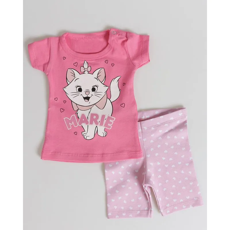 Conjunto Bebê Estampa Gata Marie Disney Rosa Claro M