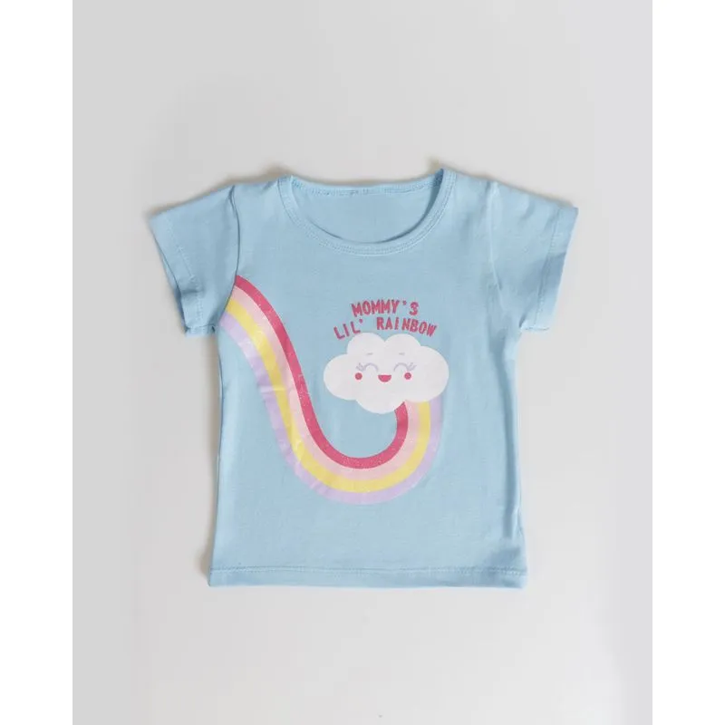 Blusa Bebê Manga Curta Estampa Nuvem Azul Claro 3
