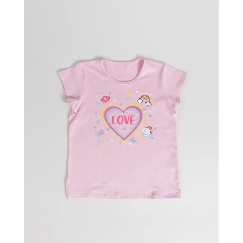 Blusa Juvenil Estampa Love Colorida Rosa Claro 10