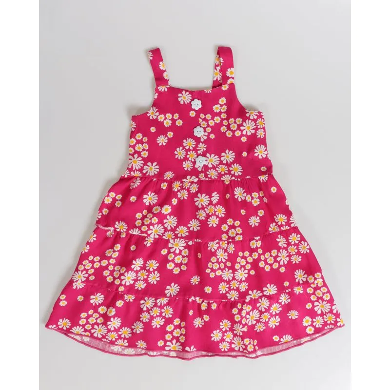 Vestido Bebê Alças Com Estampa Floral Rosa Pink 1