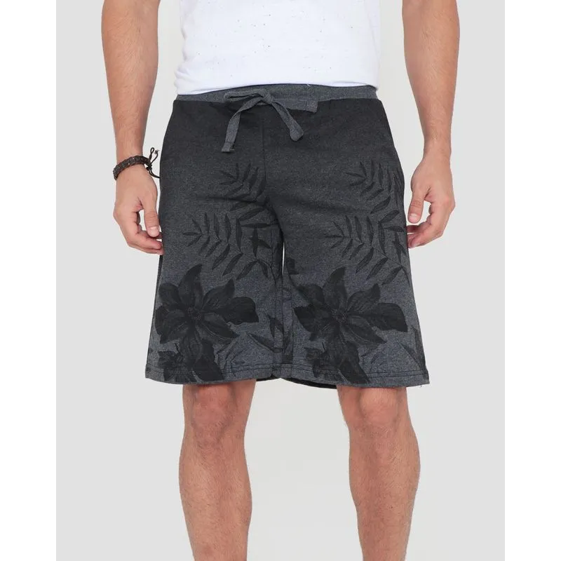 Bermuda Masculina Moletinho Floral Cinza G