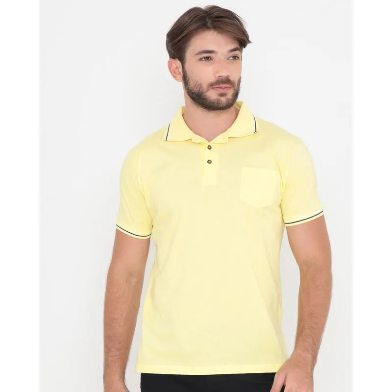 Polo Masculina Bolso Único Amarelo Claro G