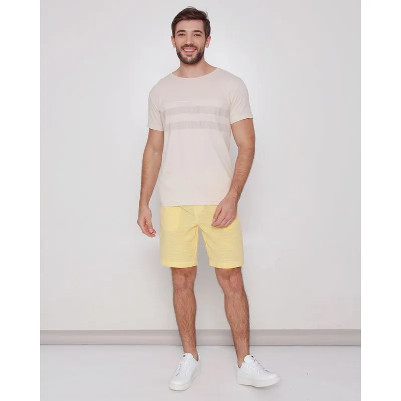 Bermuda Masculina Rajado Amarelo Claro 36