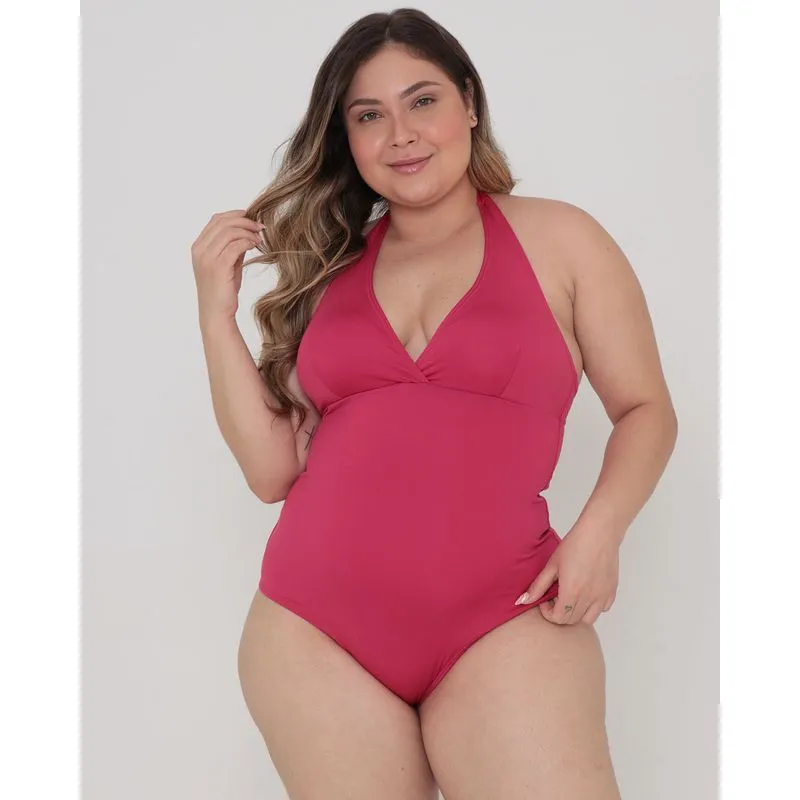 Maiô Plus Size Frente Única Rosa 48