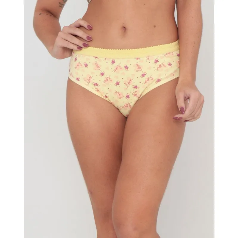 Calcinha Alta Algodão Amarelo Claro G
