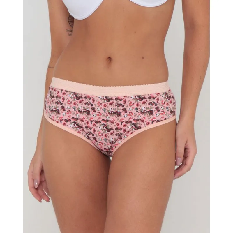 Calcinha Alta Estampa Floral Laranja Claro M