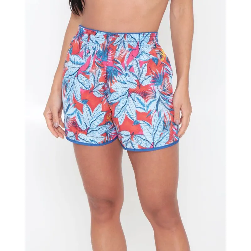 Short Feminino Praia Estampa Floral Azul Claro GG