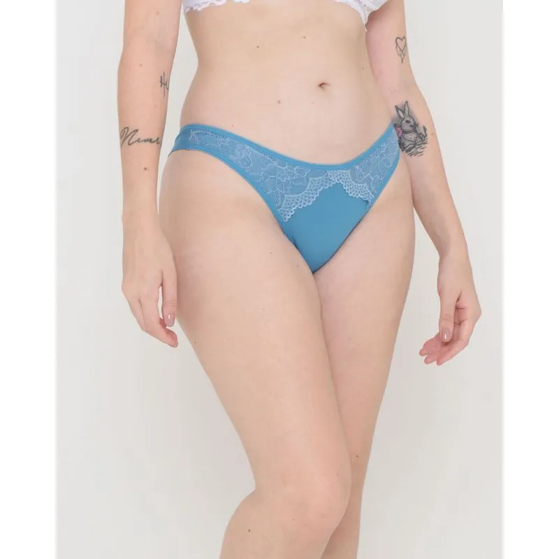Calcinha Avulsa Fio Duplo Microfibra Renda Azul G