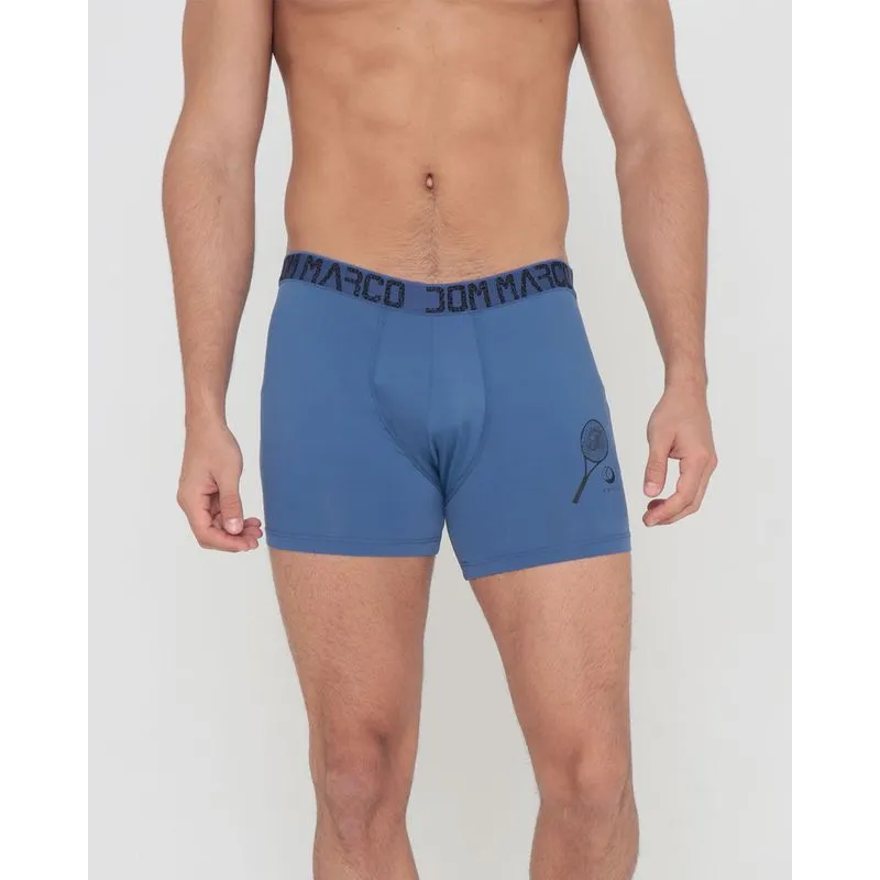 Cueca Boxer Microfibra Estampa Elástico Azul M