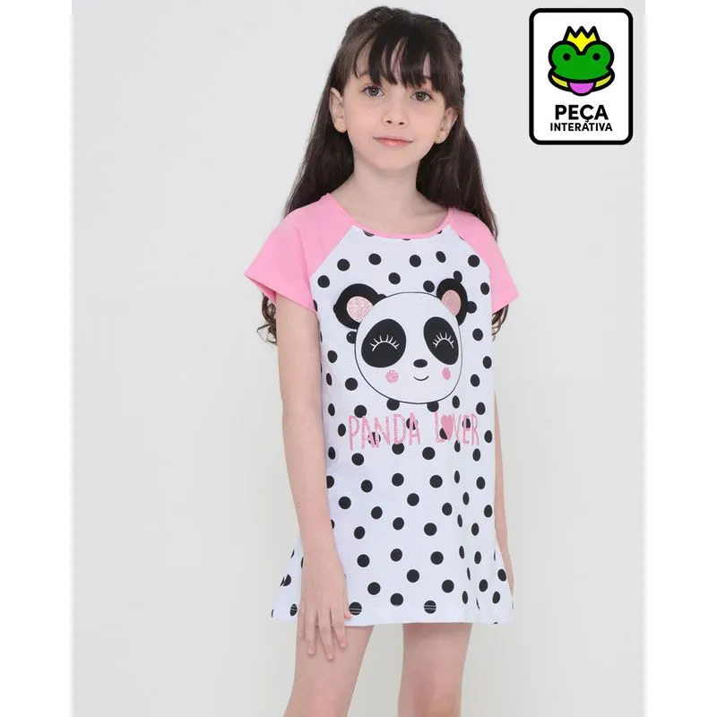 Camisola Infantil Estampa Panda Interativa Branca 8