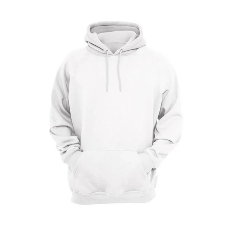 Moleton Branco Blusa de Frio Liso Unissex Com Capuz Canguru
