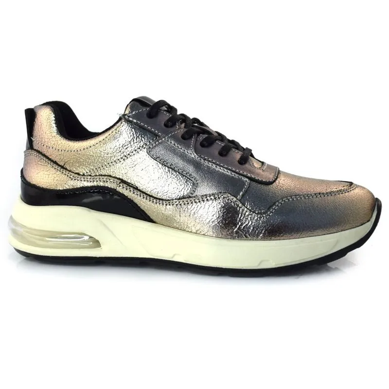 Tênis Feminino de Couro Suzzara Prata AG-1001 34