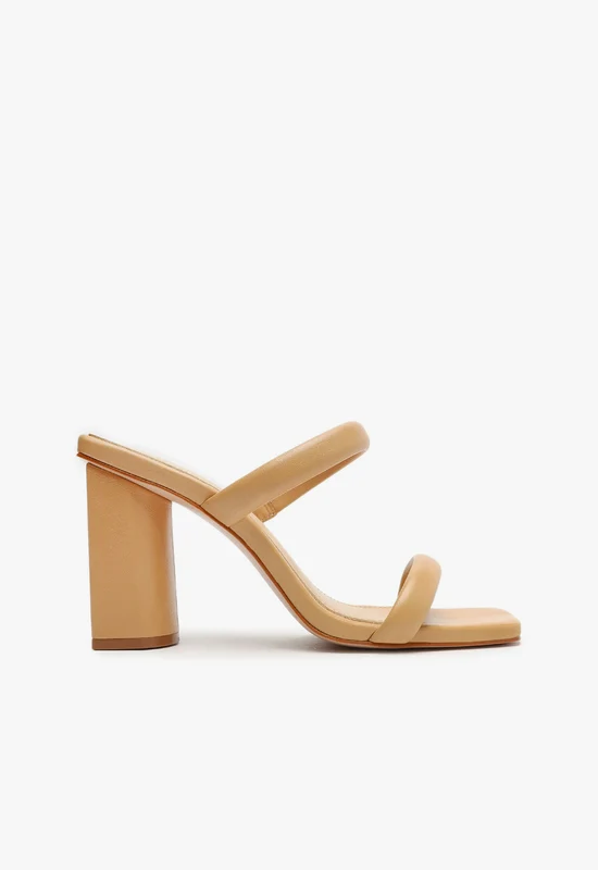 Ully Nappa Leather Sandal 5 / Light Beige / Leather