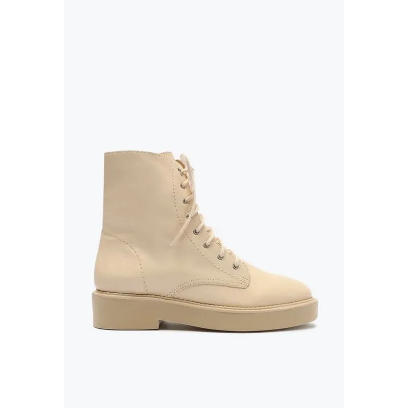 Bota Coturno Amarração Couro Creme S 20673 0001 0039 Schutz
