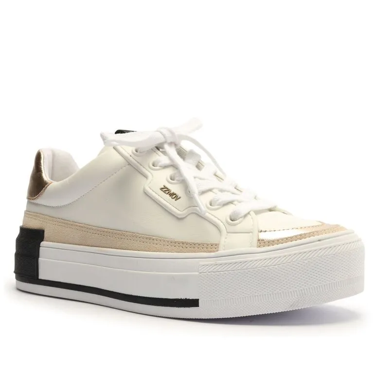 Tênis Branco Flatform Amarração Preto 1121 Arezzo NAPPA CAPRA - BRANCO/PLAT - 33