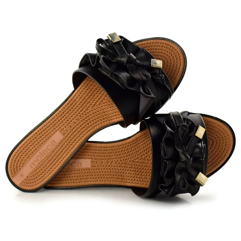 Tamanco Rasteira Feminino Moleca Preto 5297.446.9569 38