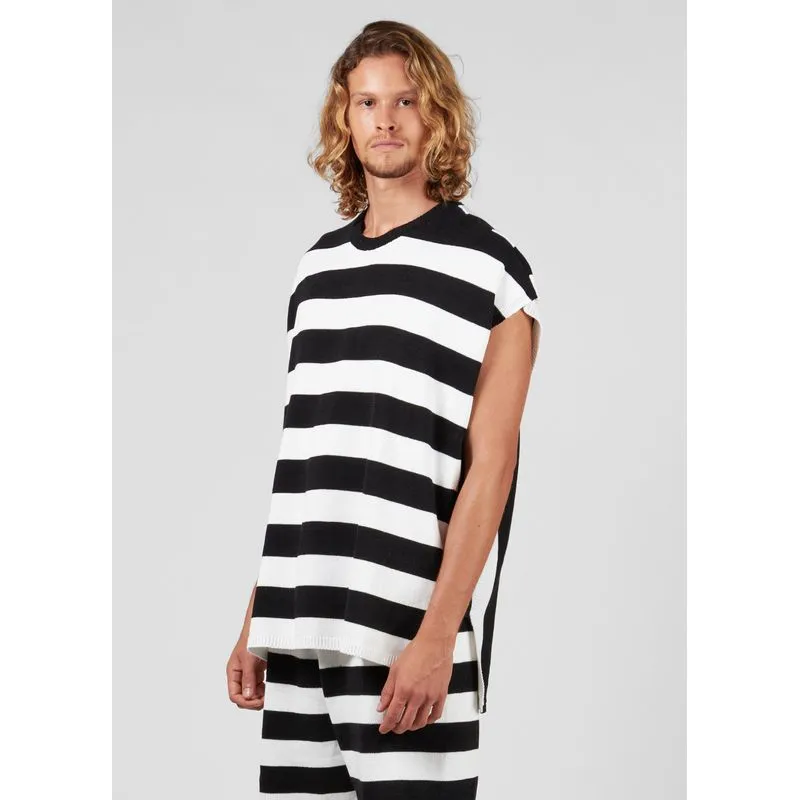 Colete tricot stripes - preto - G