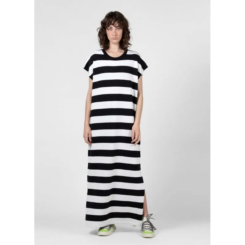 Vestido tricot listras som - natural - M