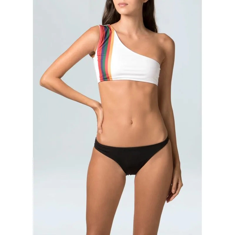 Biquíni assimetrico color stripes Biquini assimetrico color stripes - branco - P