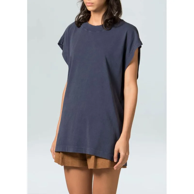 Sleeveless longa marmorizada - azul patajos - G