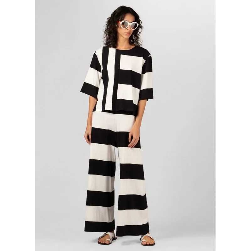 Blusa cropped mix listras - off white - M