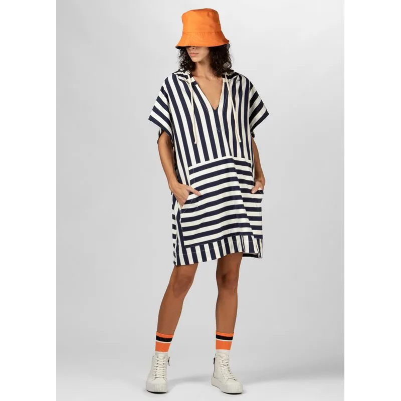 Vestido colete indigo stripes Vestido colete fem indigo stripes - off white - G