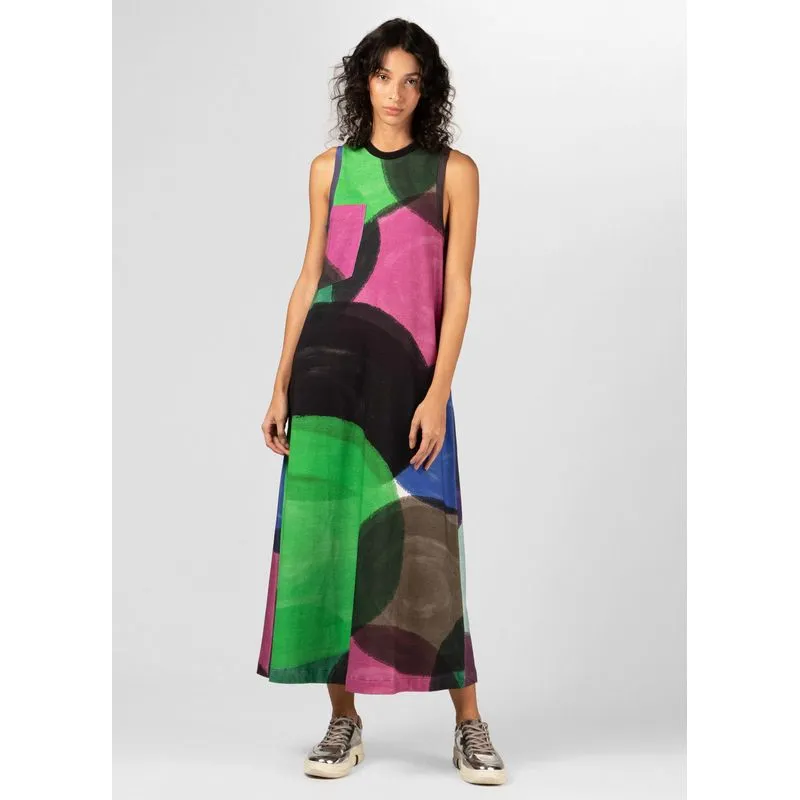 Vestido sleeveless macro dots - verde - M