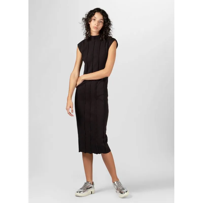 Vestido fit black rib - preto - M