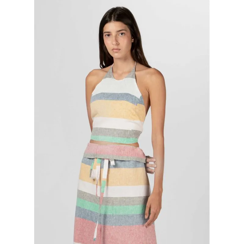Top cropped stripes colors - amarelo - M