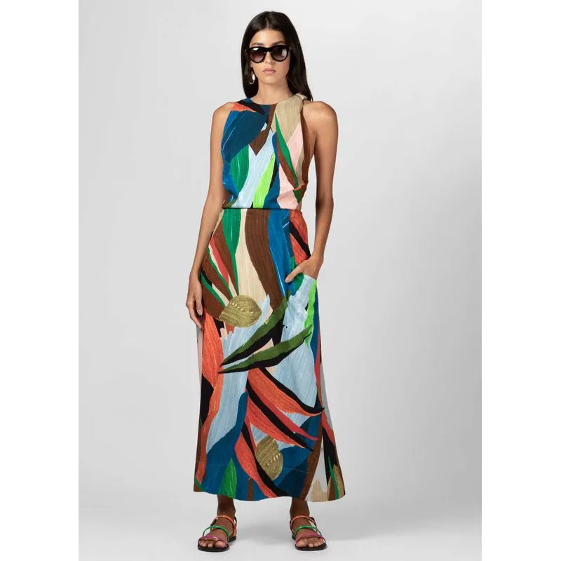 Vestido tropicor midi - preto - M