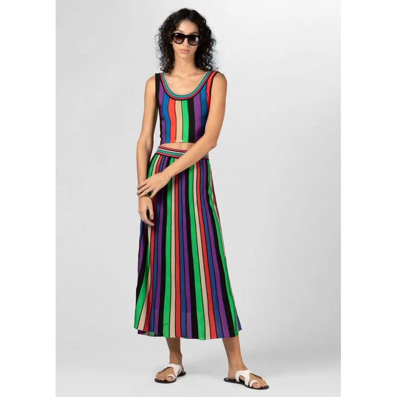 Saia tricot stripes - preto - M