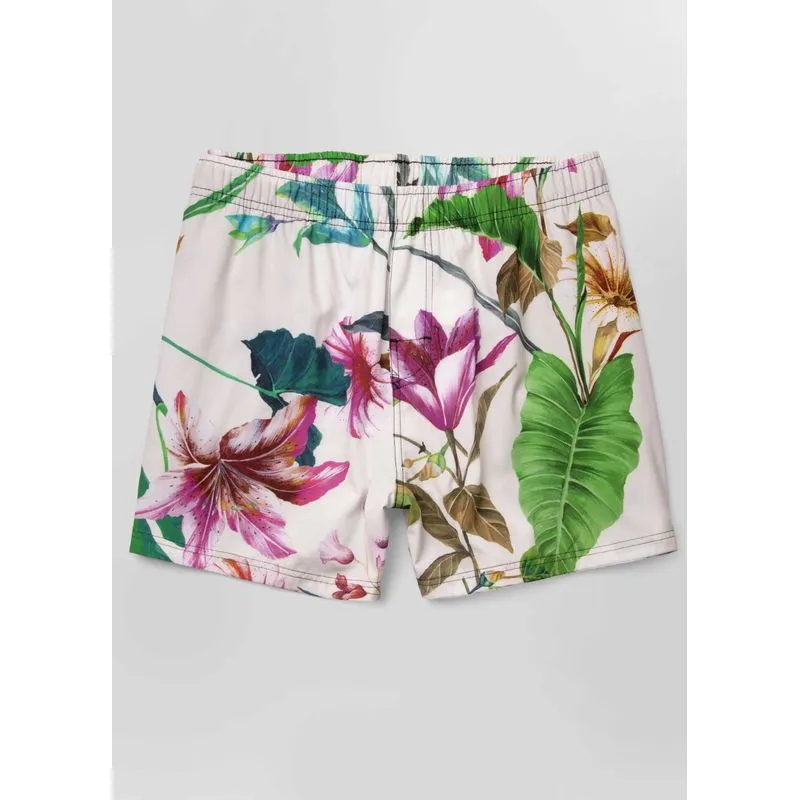 Beach short tropical flower - off white - P