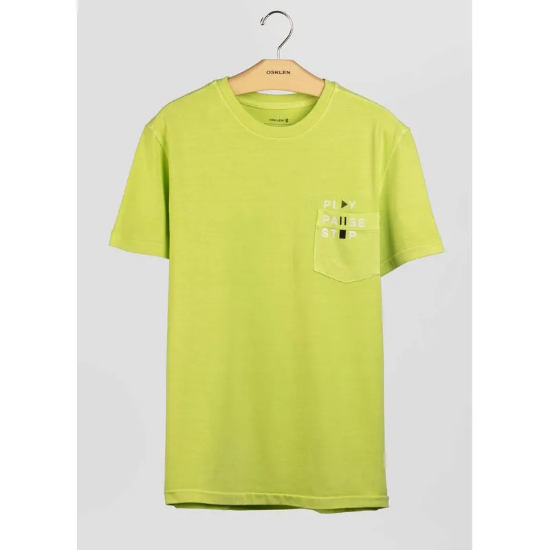 T-shirt strong play pause stop - verde - P