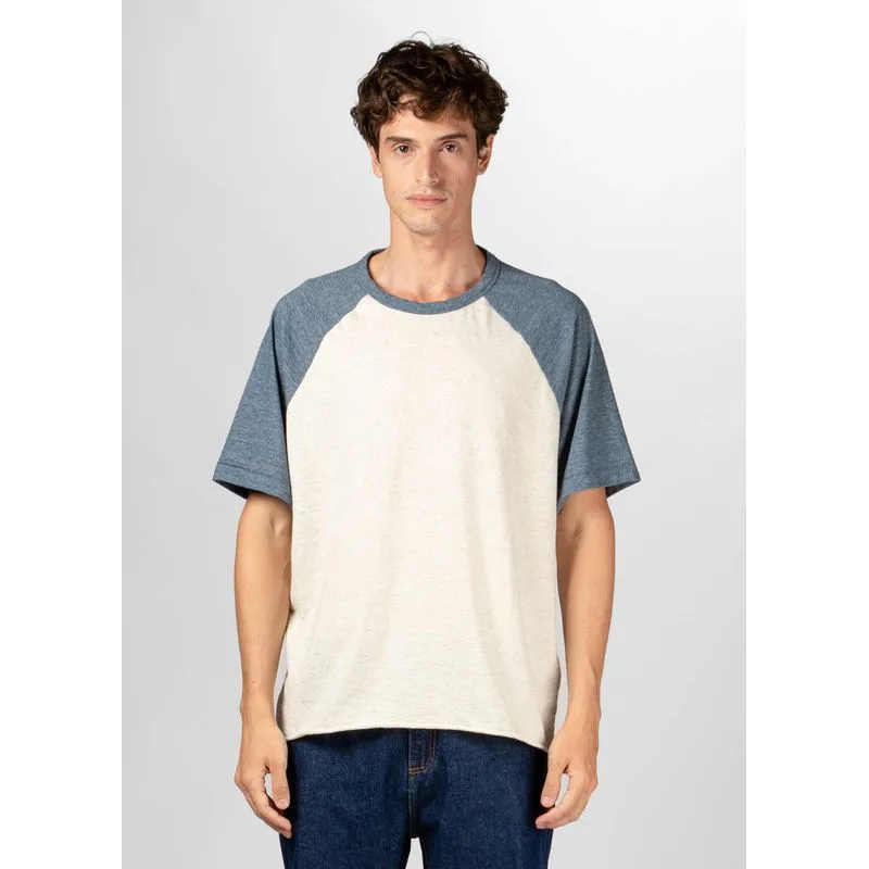 T-shirt raglan ribbed - azul - P