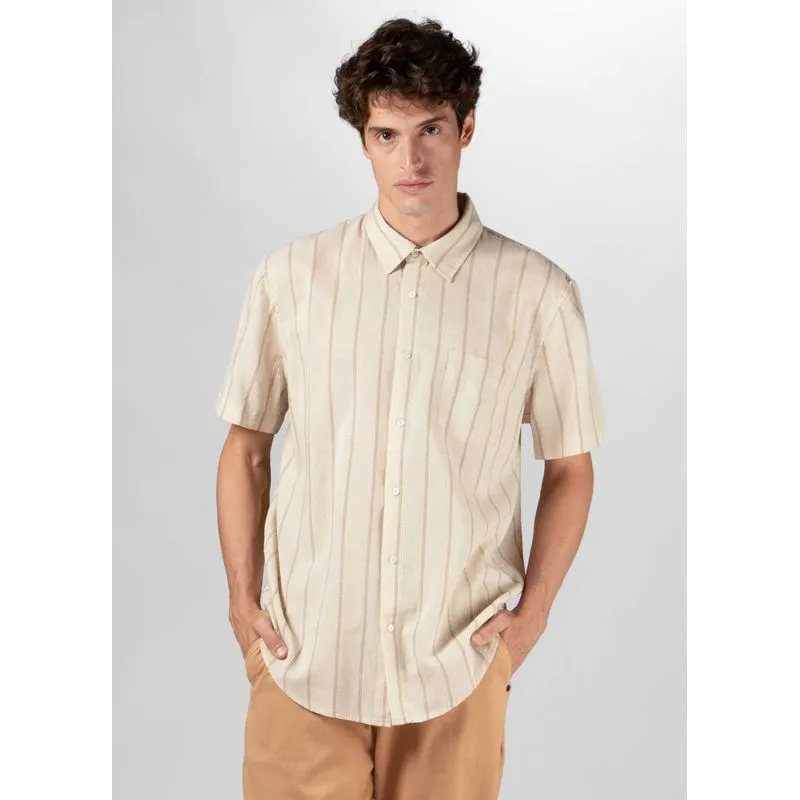 Camisa linen stripes mc - off white - M