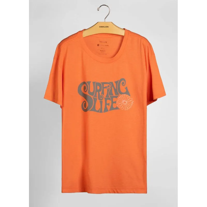 T-shirt over eco peace love - laranja - GG