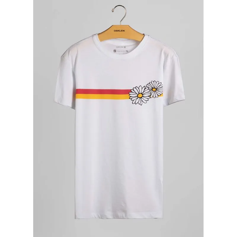 T-shirt stone margarida listras - branco - G