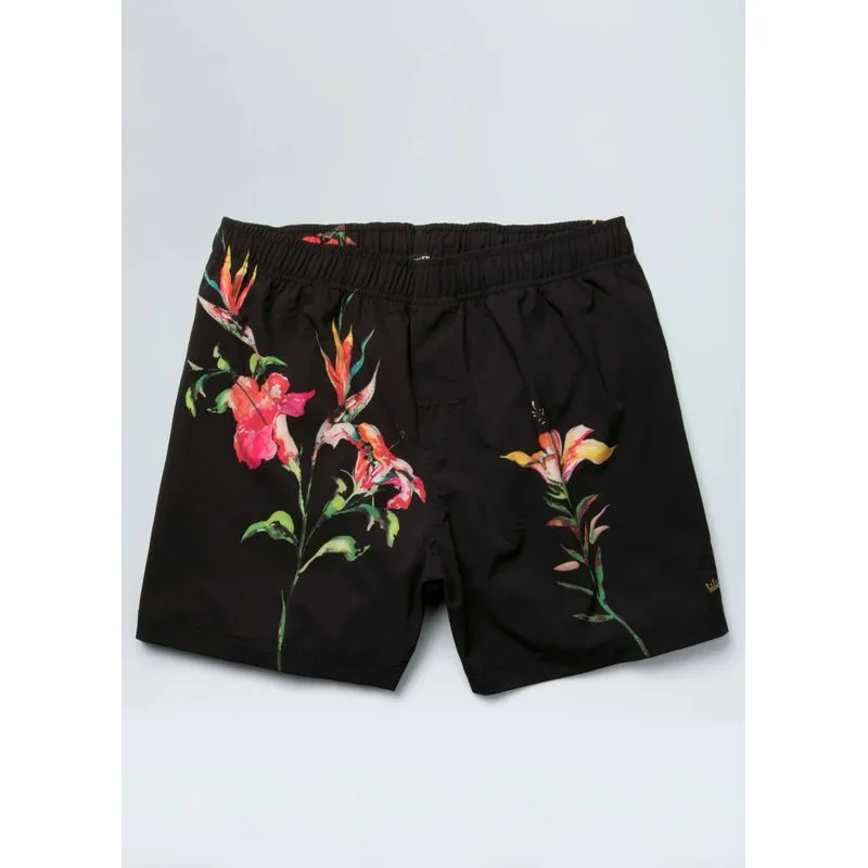Beach short hibiscus - preto - M